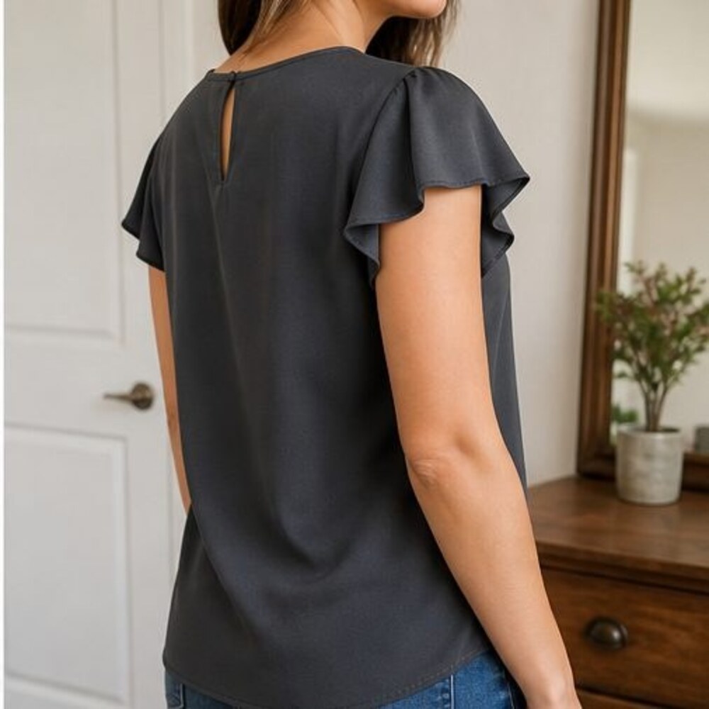 Charcoal Button Blouse - Picture 3 of 6
